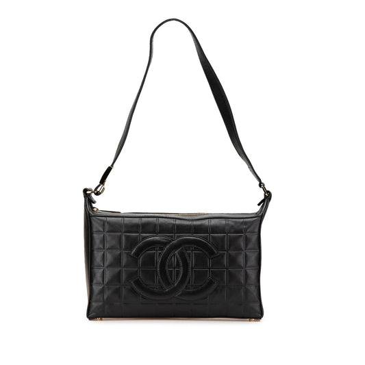 Black Chanel CC Choco Bar Lambskin Shoulder Bag