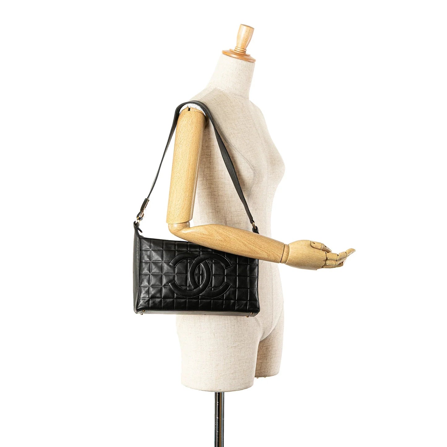 Black Chanel CC Choco Bar Lambskin Shoulder Bag