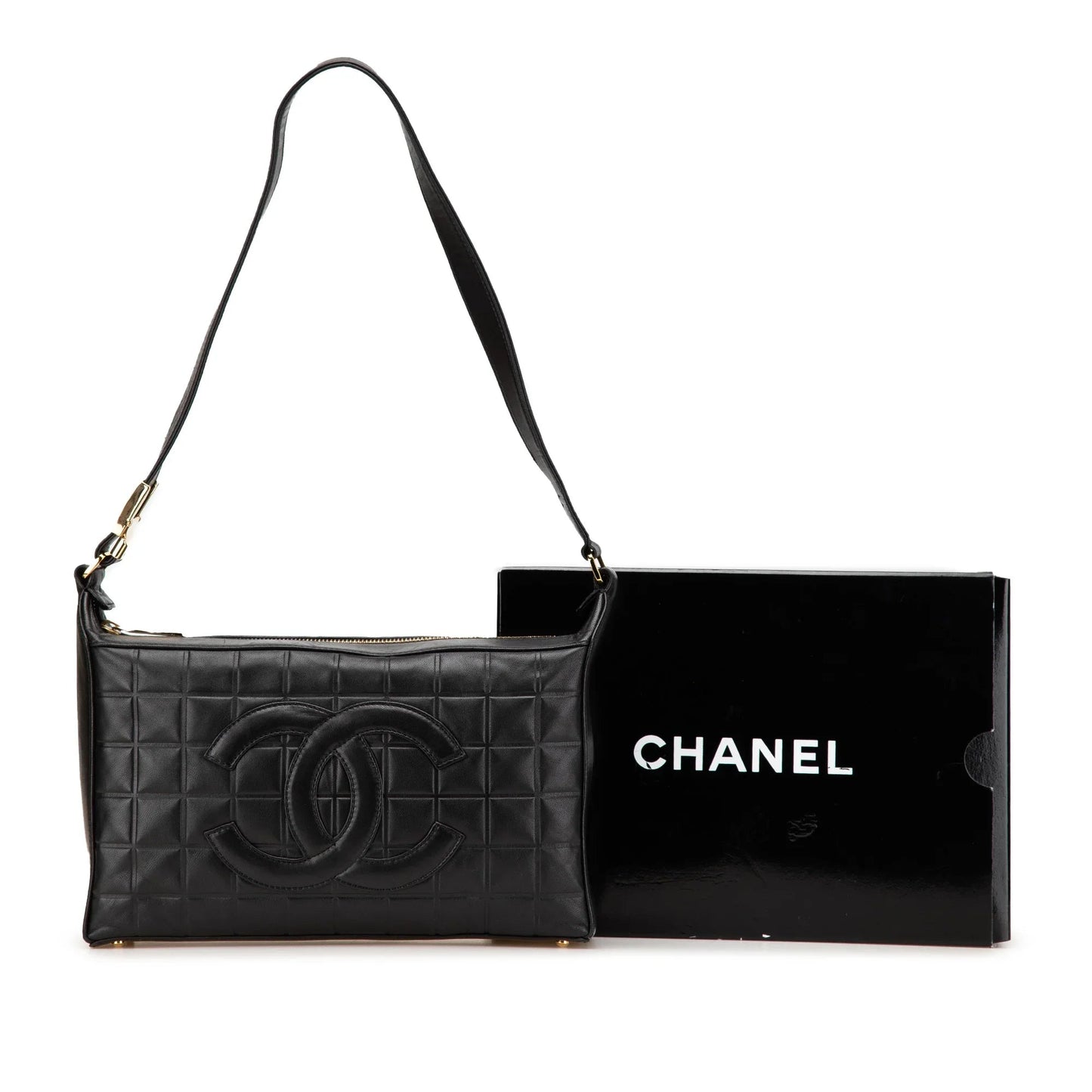 Black Chanel CC Choco Bar Lambskin Shoulder Bag
