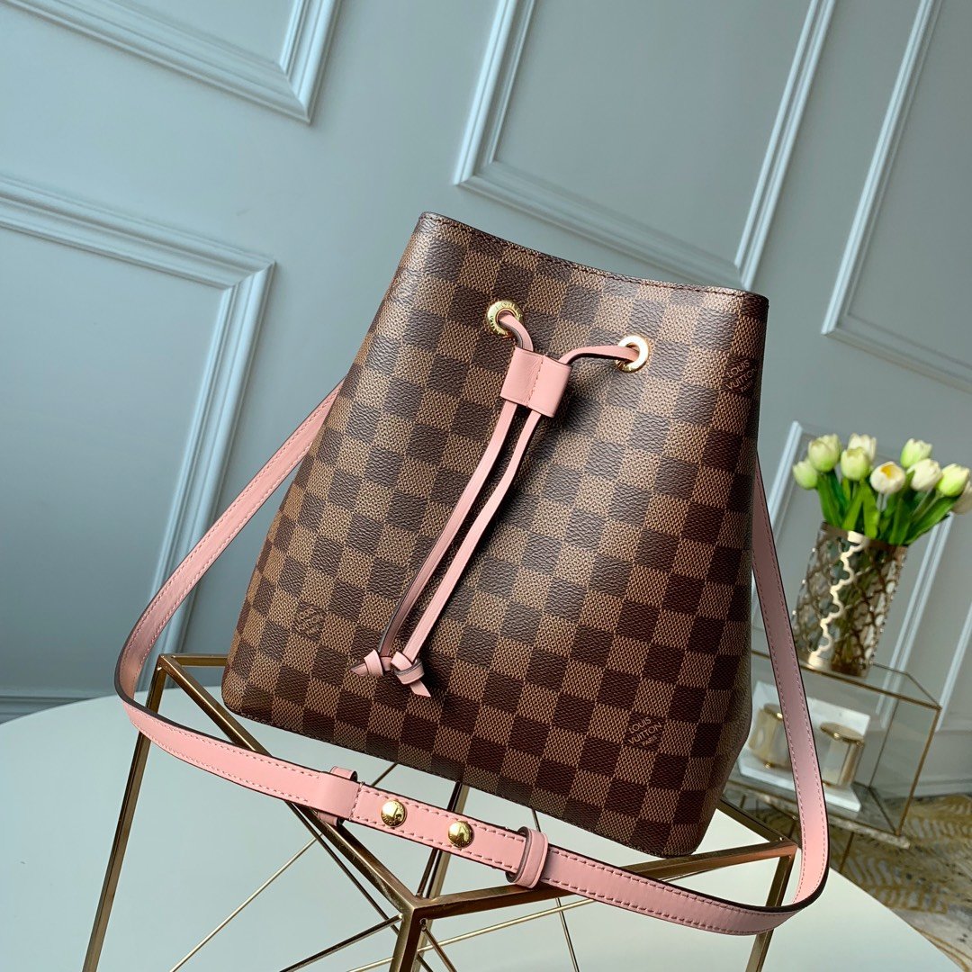 Top Quality NeoNoe Bucket Bag Damier Ebene Canvas Venus Pink For Women,  Shoulder And Crossbody Bags 10.2in/26cm Top Quality N40198