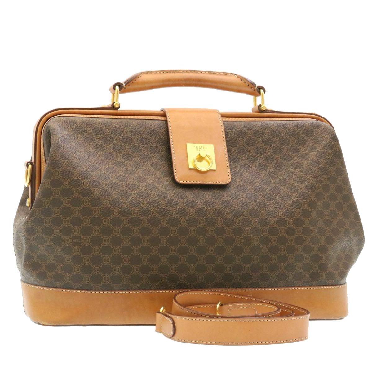 Luxury CELINE Macadam Canvas Hand Bag Brown  26517