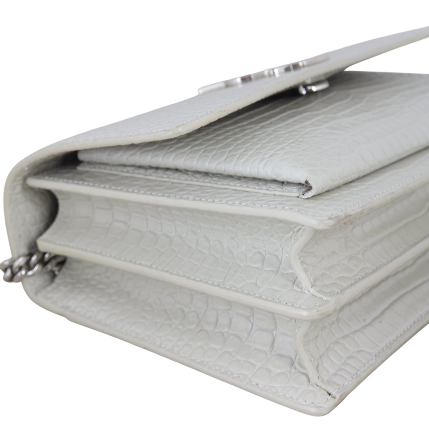 Saint Laurent Sunset Medium Croc-Embossed