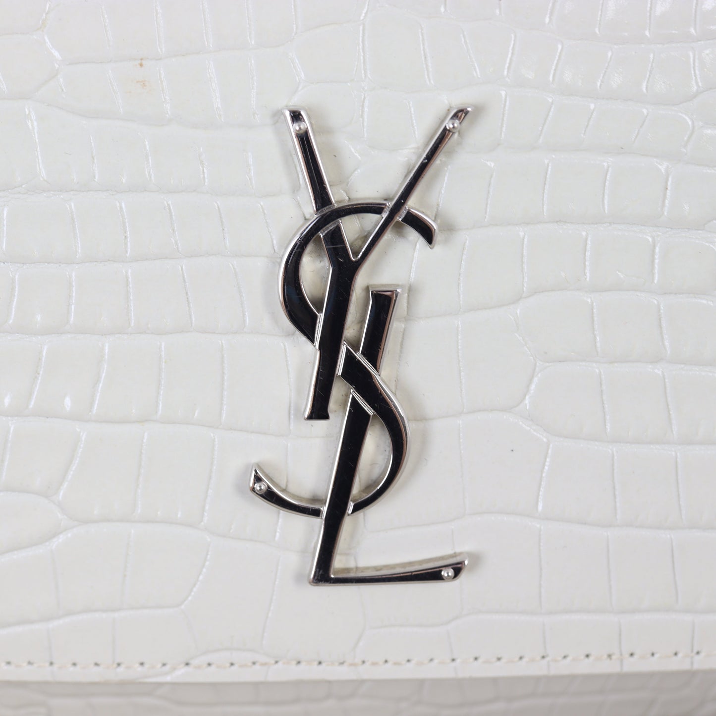 Saint Laurent Sunset Medium Croc-Embossed