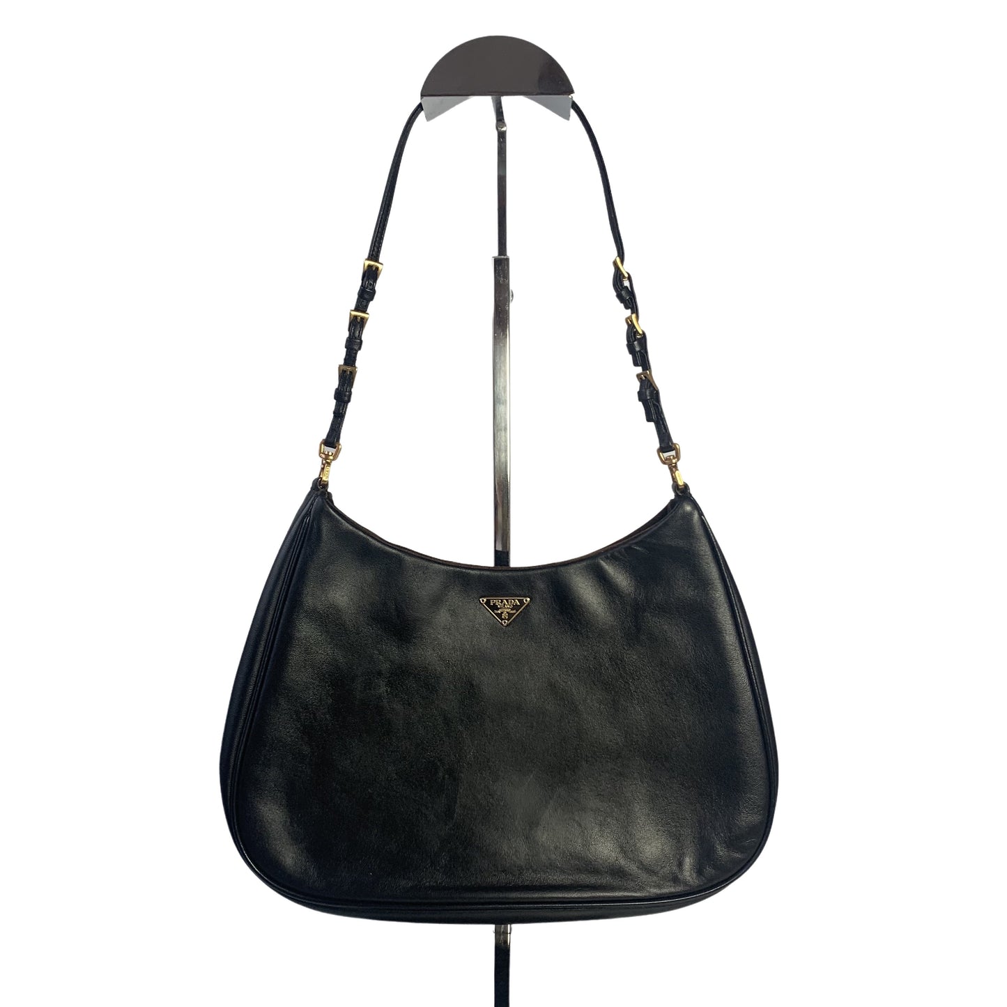 Prada Cleo   Black Leather Gold Hardware