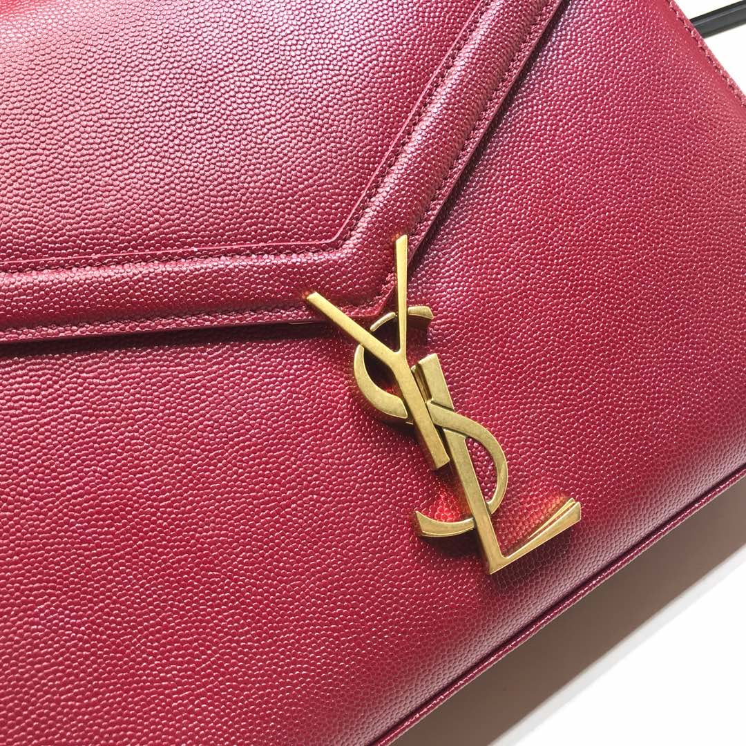 YSSL Cassandra Medium Top Handle Bag In Grain Burgundy For Women 9in/24.5cm YSL  578000BOW0W6475