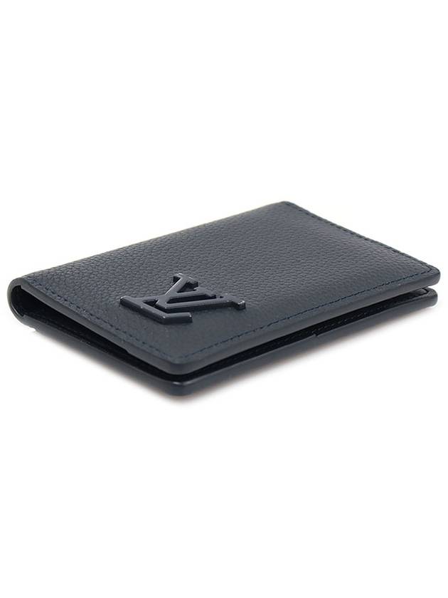 Luxury Saint Laurent Trending 2025 M69979 Ink Blue Grain Calfskin LV Aerogram Pocket Organizer Card Holder