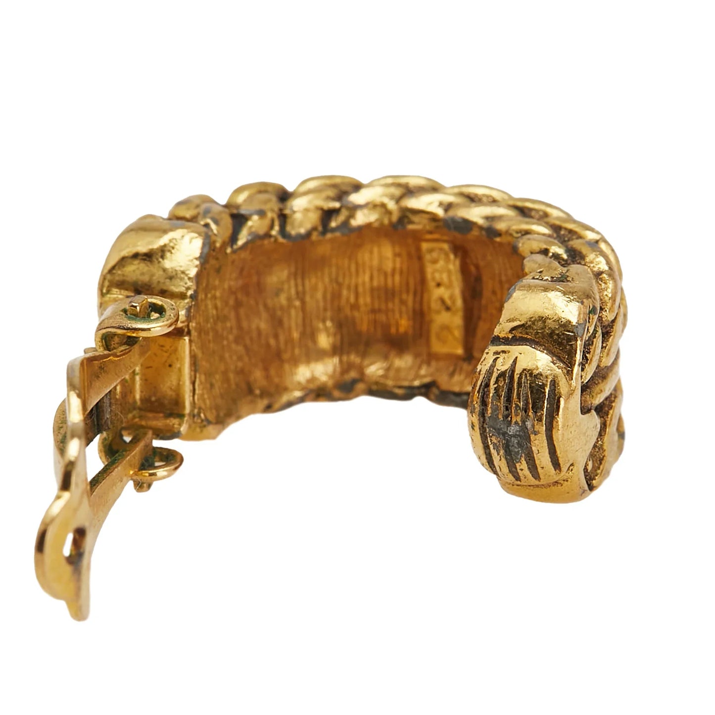 Gold Chanel Gold Plated CC Hoop Clip on Earrings