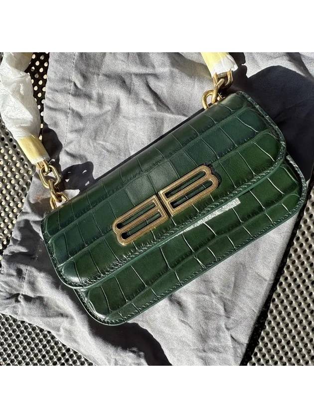 Luxury Balenciaga Trending 2025 Crocker Leather Gossip Shoulder Bag Green