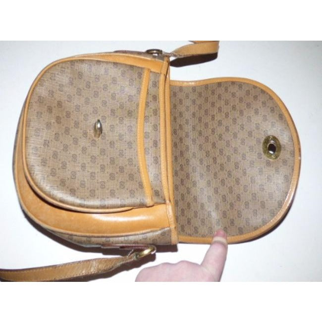 Gucci   Shades Of Browns Small G Logo Print Leather Coated Canvas Cross Body