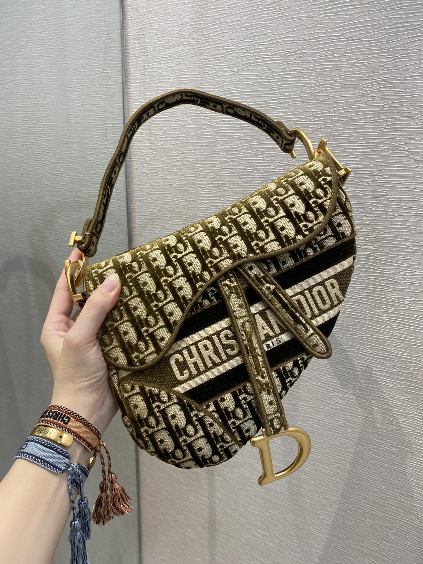 Top Quality Saddle Bag Brown Oblique Canvas Gold Toned Hardware For Women 25cm/10in CD