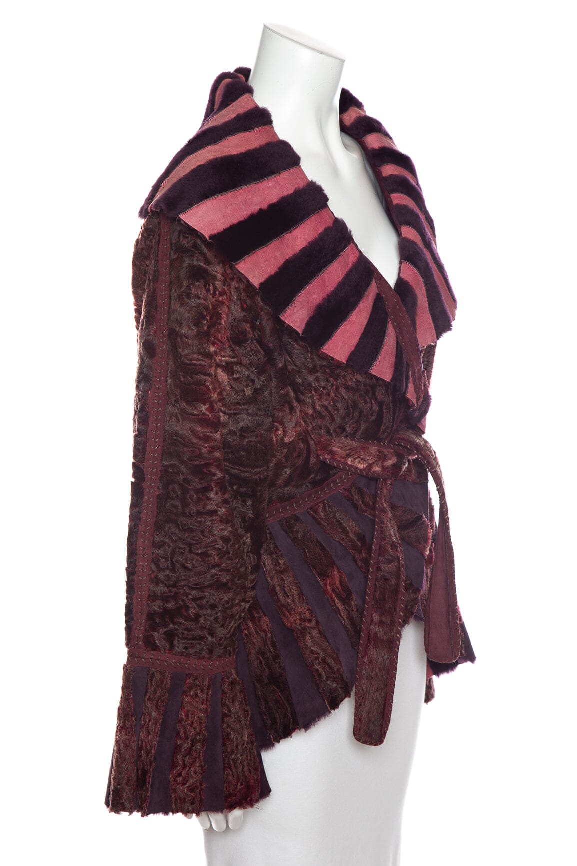 Fendi   2005 Fall/Winter Fur and Silk Belted Jacket SZ N/A