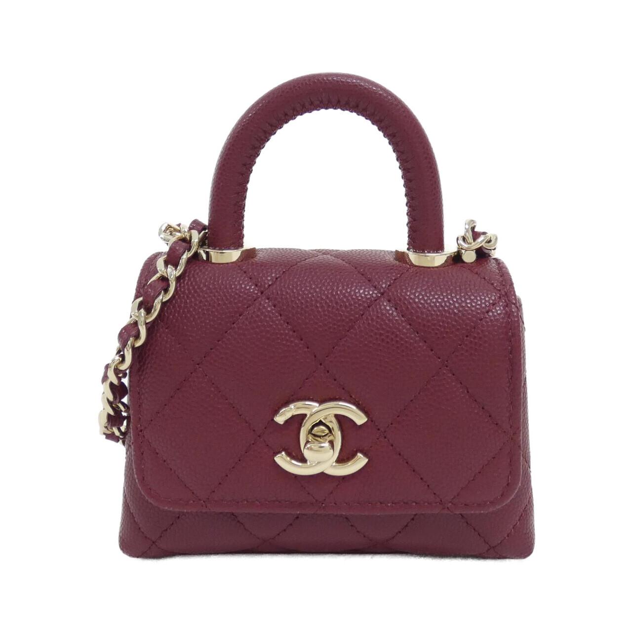 Chanel Coco Handle Caviar Skin Chain Clutch