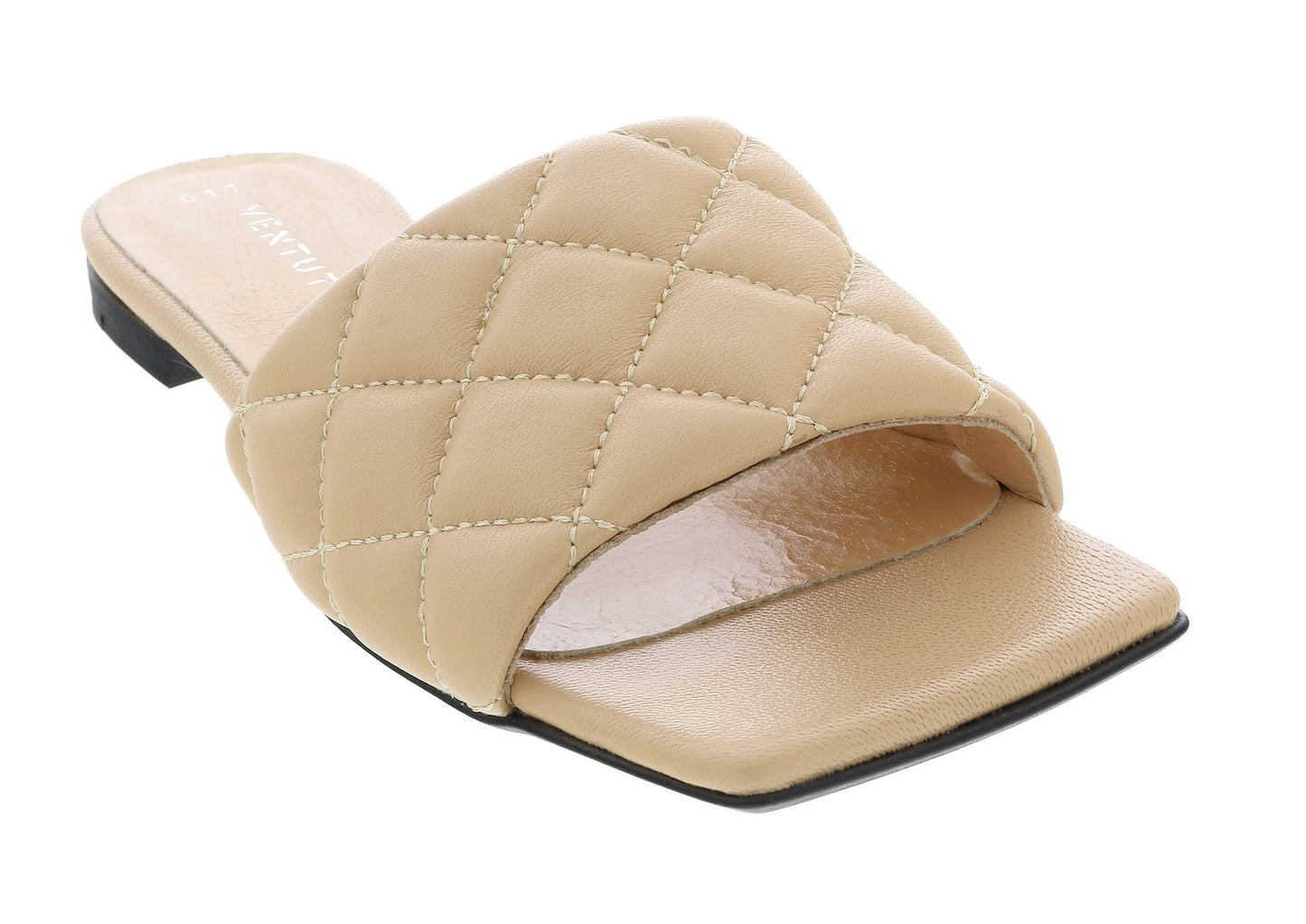 Store Return Ventutto Sand Quilted Flat Slide Leather Slipper-6