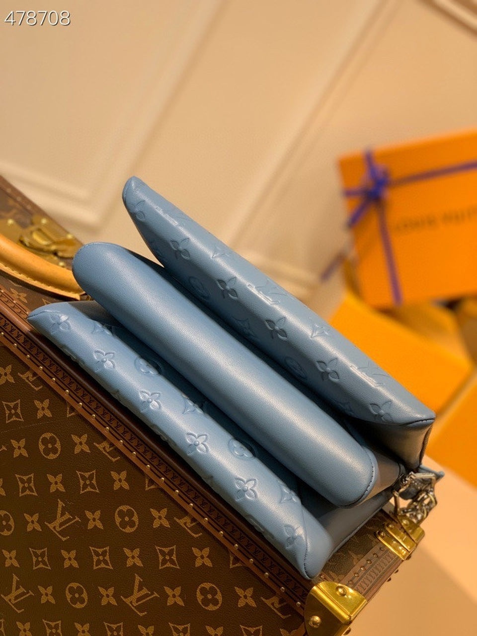 Top Quality Coussin PM Monogram Embossed Puffy Light Blue For Women, Womens Handbags, Shoulder And Crossbody Bags 10.2in/26cm Top Quality