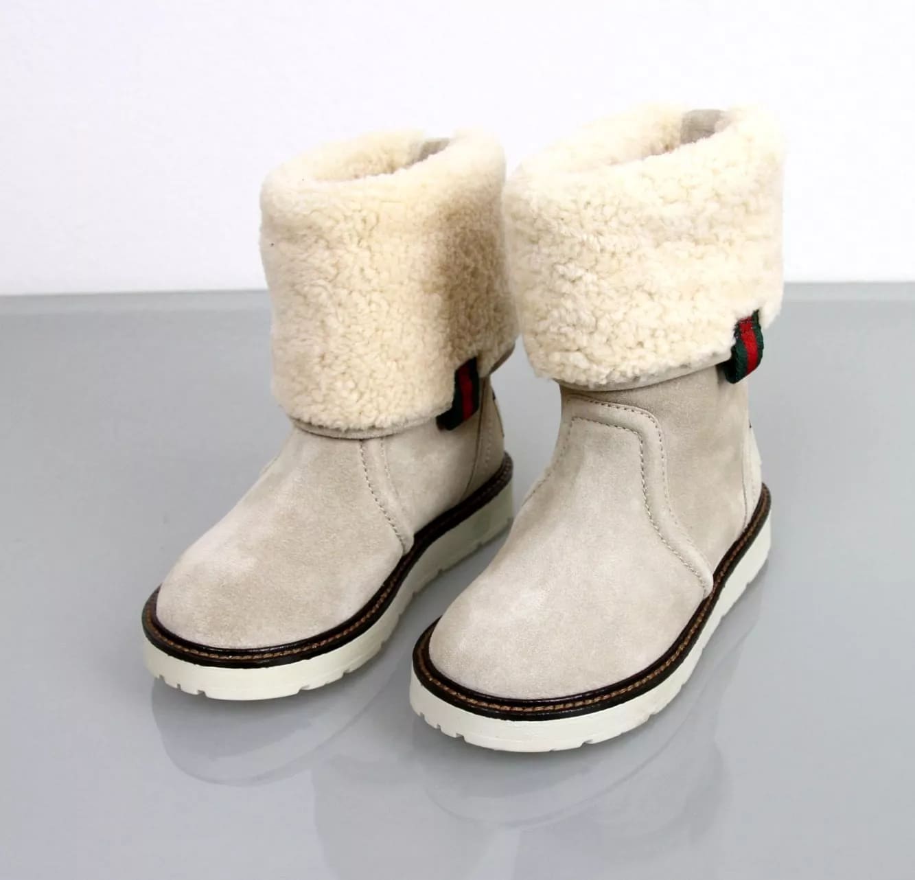 Gucci Kids "Saintex" Shearling Web Boot (29 IT / US 12)