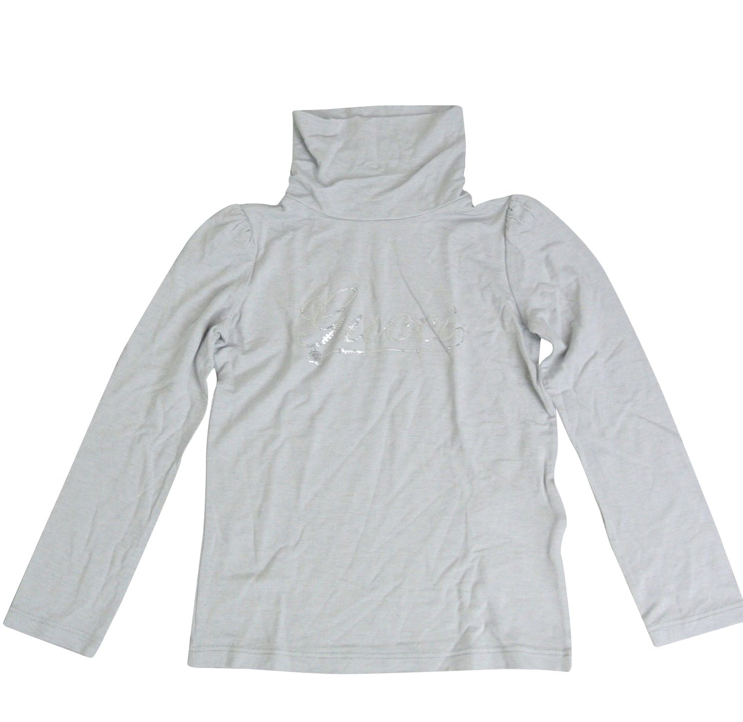 Gucci Kids Grey Long Sleeve Cashmere Turtle Neck Top Shirt With Script (Size 4)