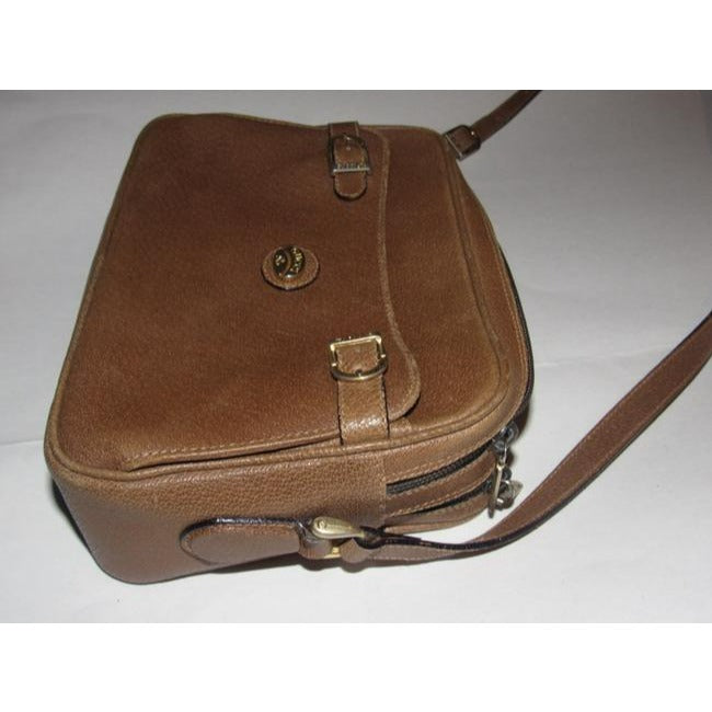 Gucci   Brown Leather And Gold Hardware Coated Canvas Shoulder Bag