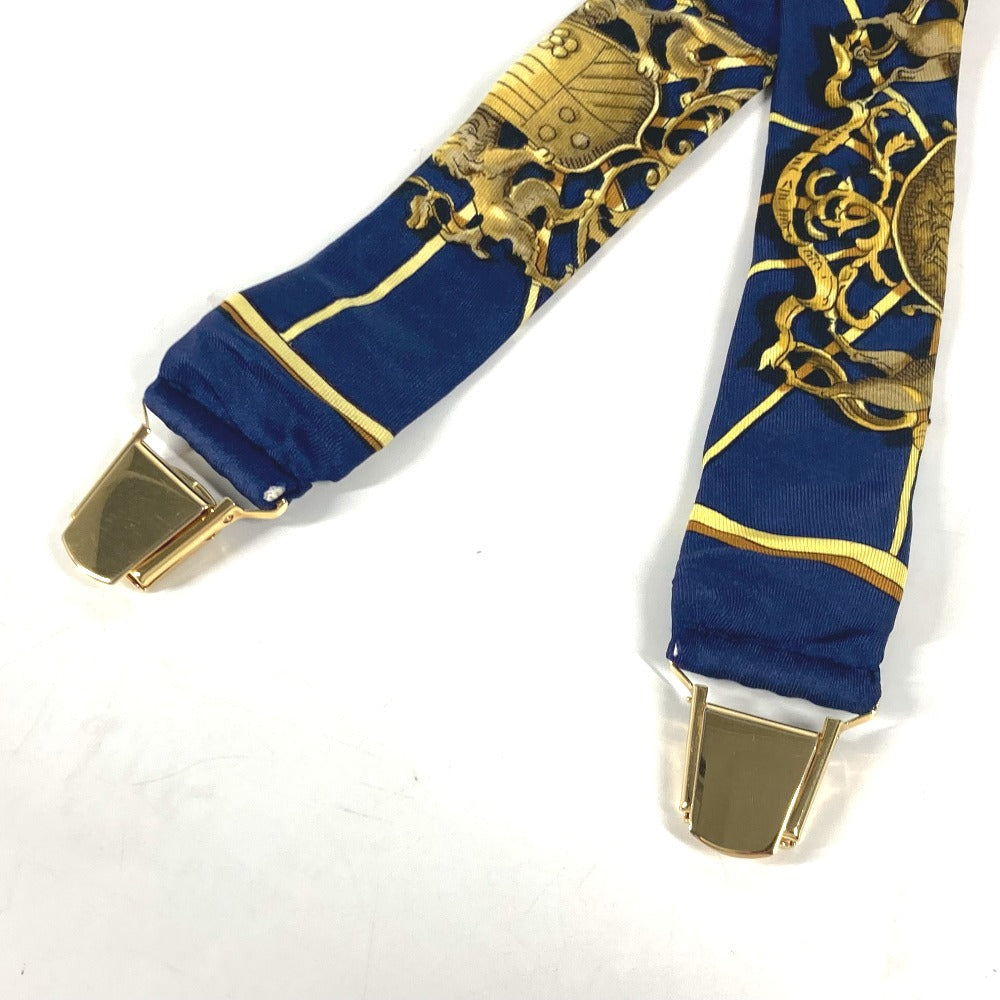 HERMES suspenders silk Navy vintage Overall handle Women  d