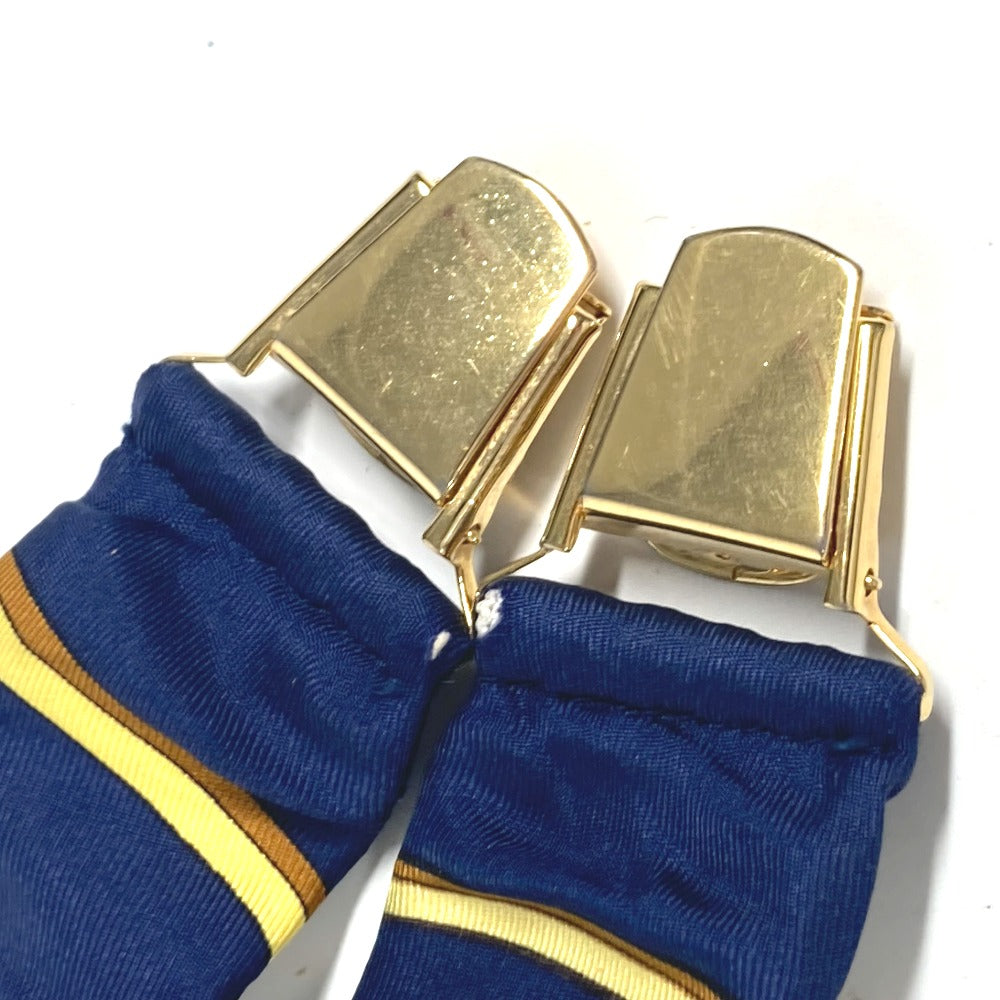 HERMES suspenders silk Navy vintage Overall handle Women  d
