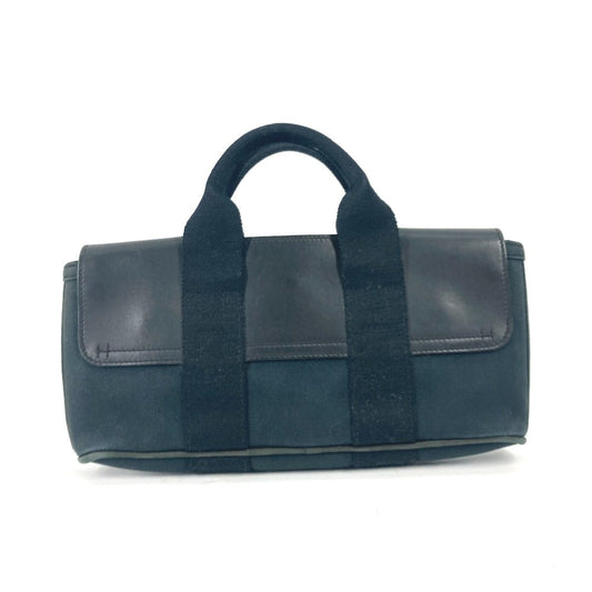 HERMES Tote Bag Canvas, Leather black handbag bag Valparaiso PM Long Women  d