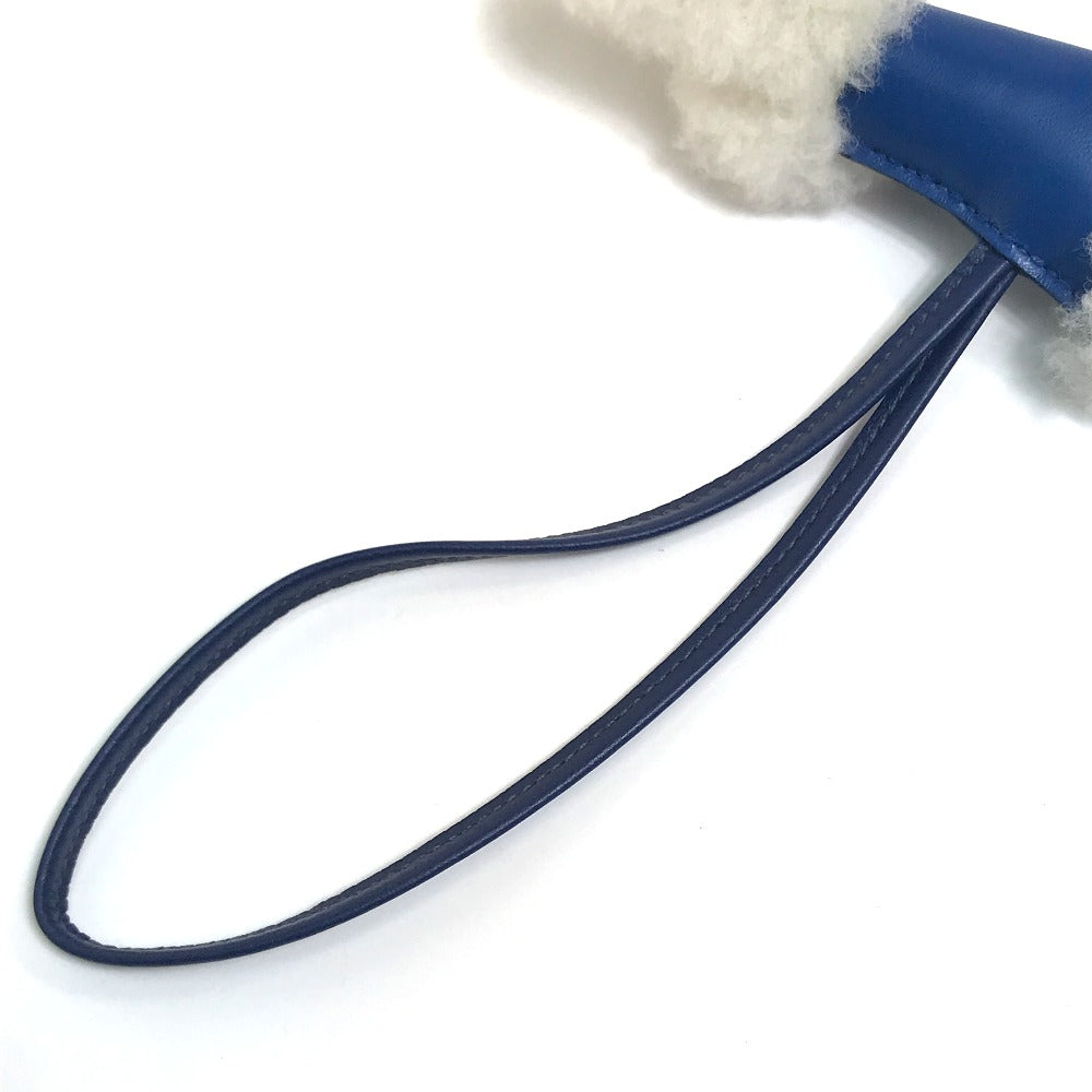 HERMES Bag charm Cotton / Mouton / Anion Blue Safir Fox terrier Buddy charm unisex(Unisex)  d