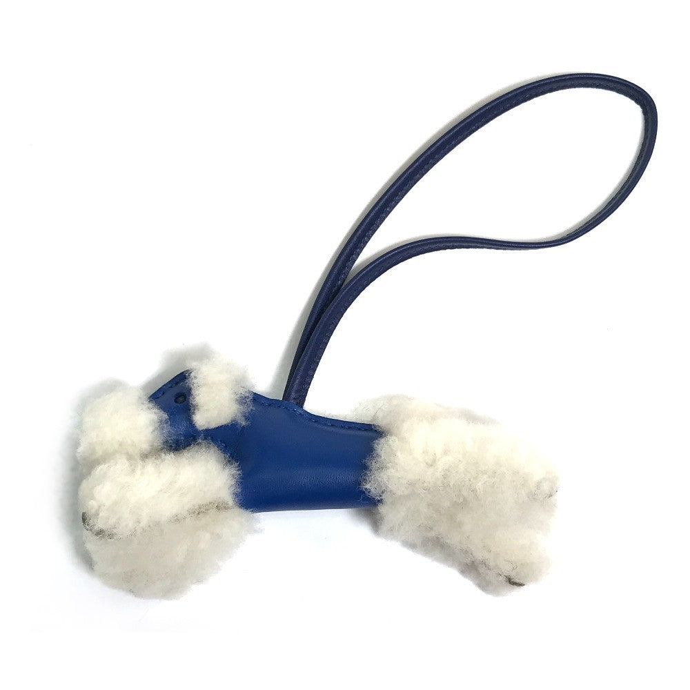 HERMES Bag charm Cotton / Mouton / Anion Blue Safir Fox terrier Buddy charm unisex(Unisex)  d