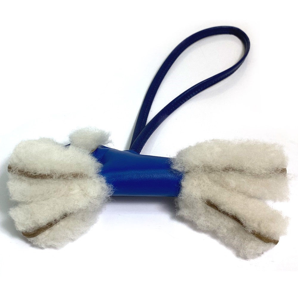 HERMES Bag charm Cotton / Mouton / Anion Blue Safir Fox terrier Buddy charm unisex(Unisex)  d