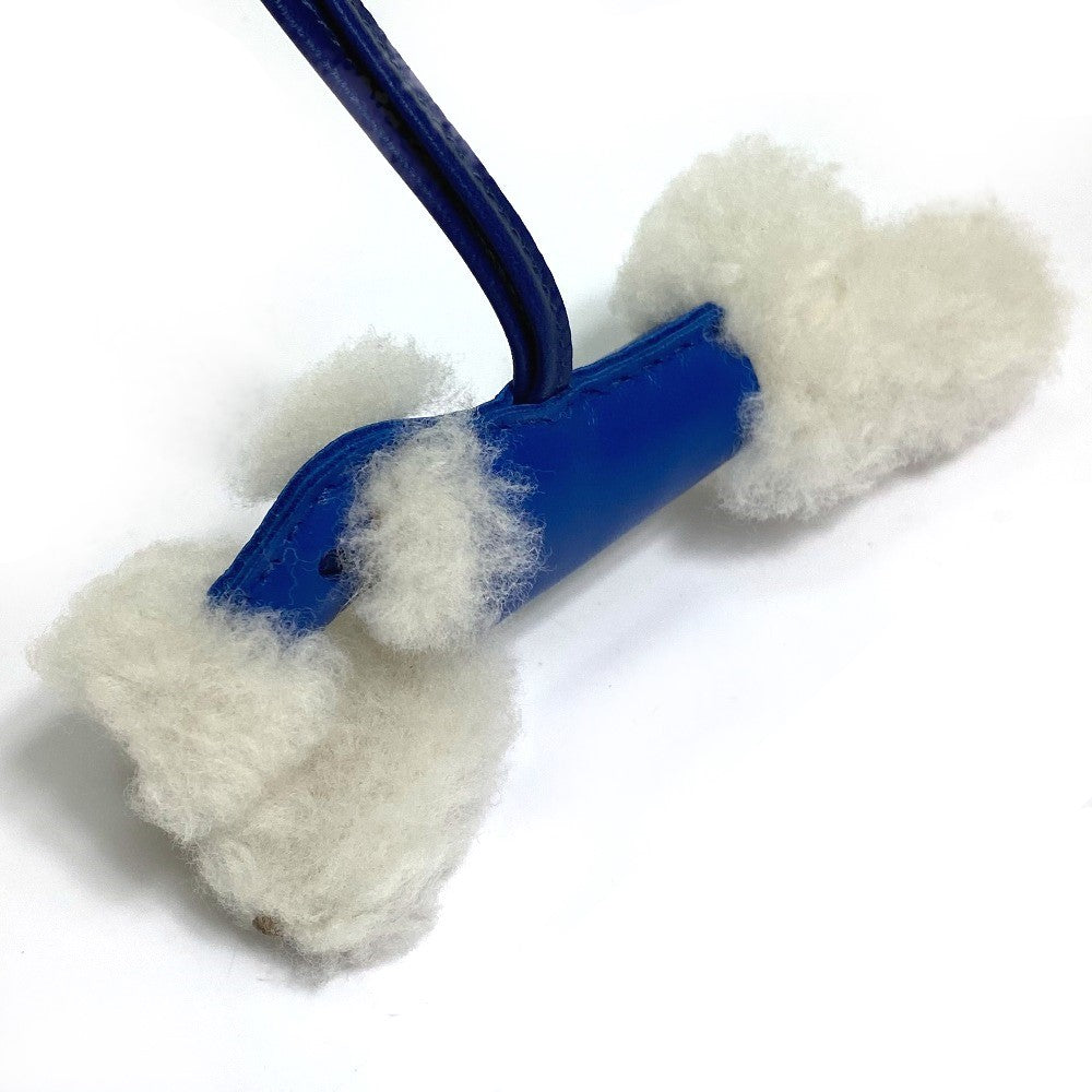 HERMES Bag charm Cotton / Mouton / Anion Blue Safir Fox terrier Buddy charm unisex(Unisex)  d