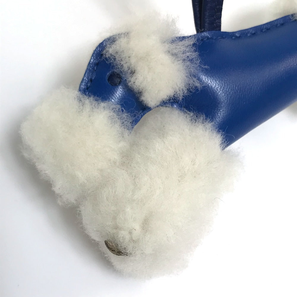 HERMES Bag charm Cotton / Mouton / Anion Blue Safir Fox terrier Buddy charm unisex(Unisex)  d