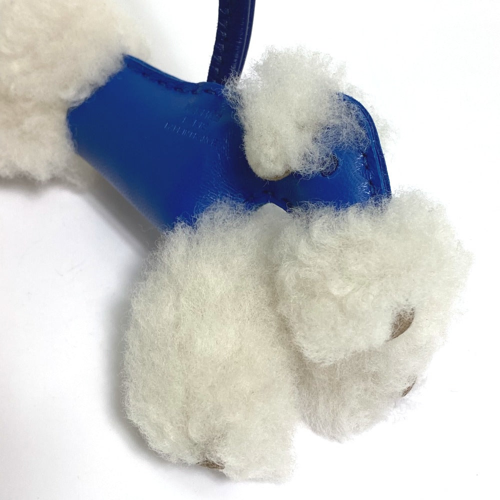 HERMES Bag charm Cotton / Mouton / Anion Blue Safir Fox terrier Buddy charm unisex(Unisex)  d
