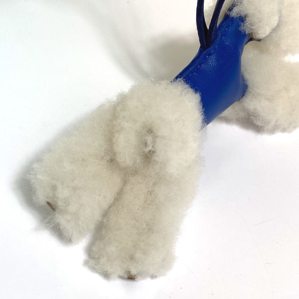 HERMES Bag charm Cotton / Mouton / Anion Blue Safir Fox terrier Buddy charm unisex(Unisex)  d