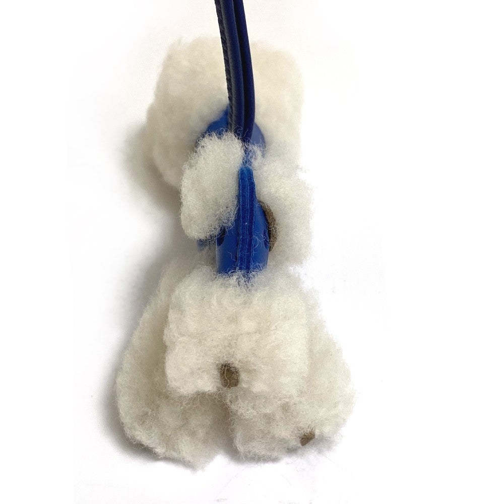 HERMES Bag charm Cotton / Mouton / Anion Blue Safir Fox terrier Buddy charm unisex(Unisex)  d