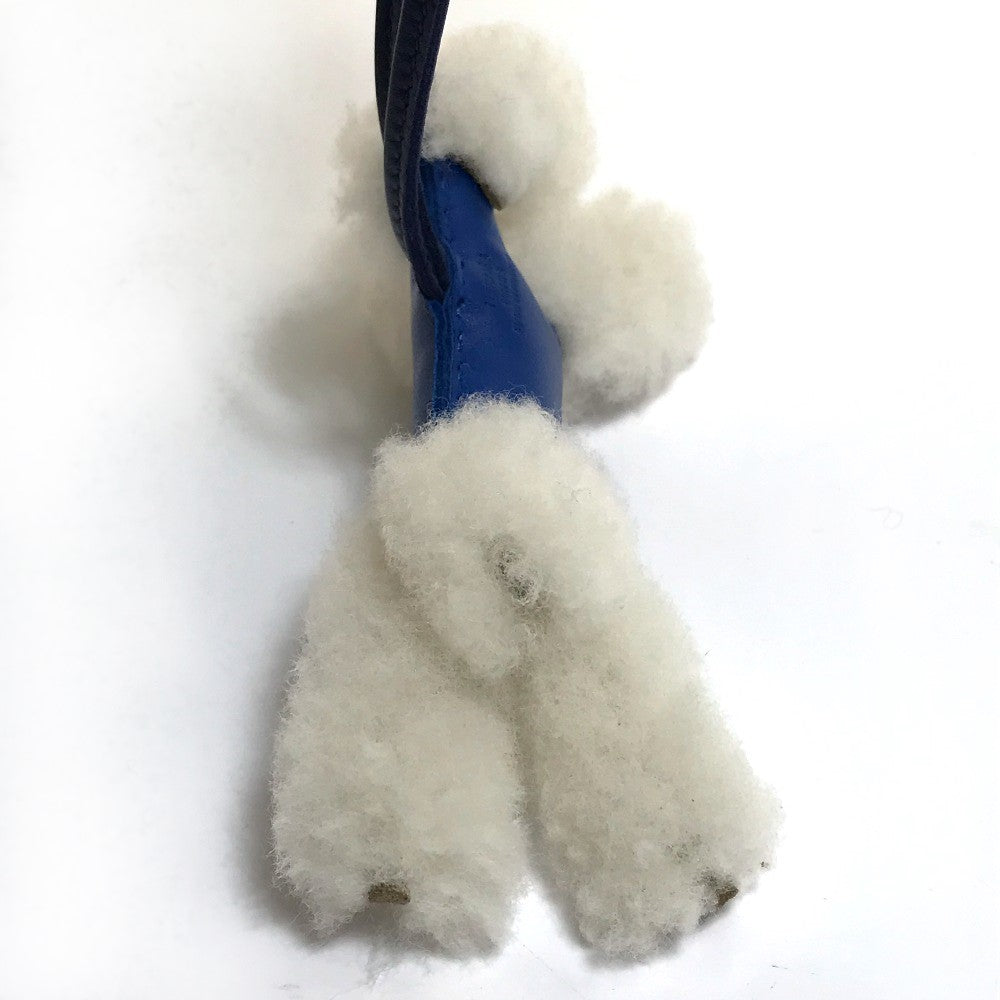 HERMES Bag charm Cotton / Mouton / Anion Blue Safir Fox terrier Buddy charm unisex(Unisex)  d