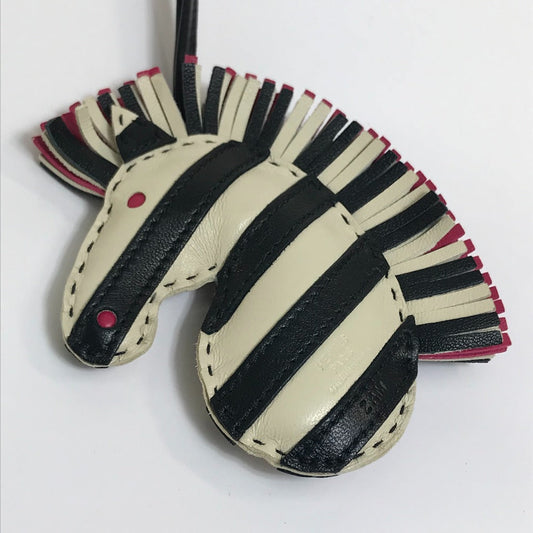 HERMES Bag charm Anyo Miro Black x white zebra Gee Gee Savannah Charm unisex(Unisex)  d