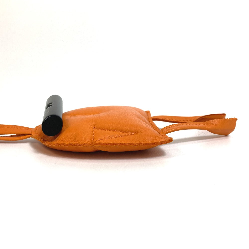 HERMES Bag charm Leather, Buffalo Horn Orange petit ash owl unisex(Unisex)  d