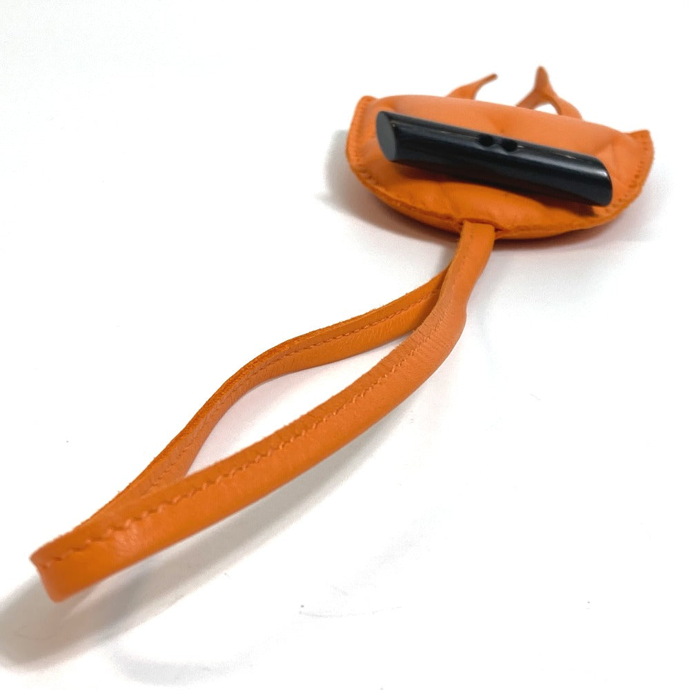 HERMES Bag charm Leather, Buffalo Horn Orange petit ash owl unisex(Unisex)  d