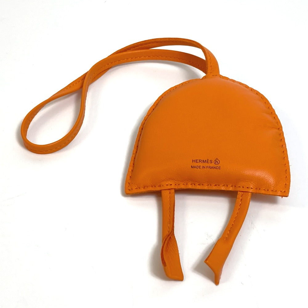 HERMES Bag charm Leather, Buffalo Horn Orange petit ash owl unisex(Unisex)  d