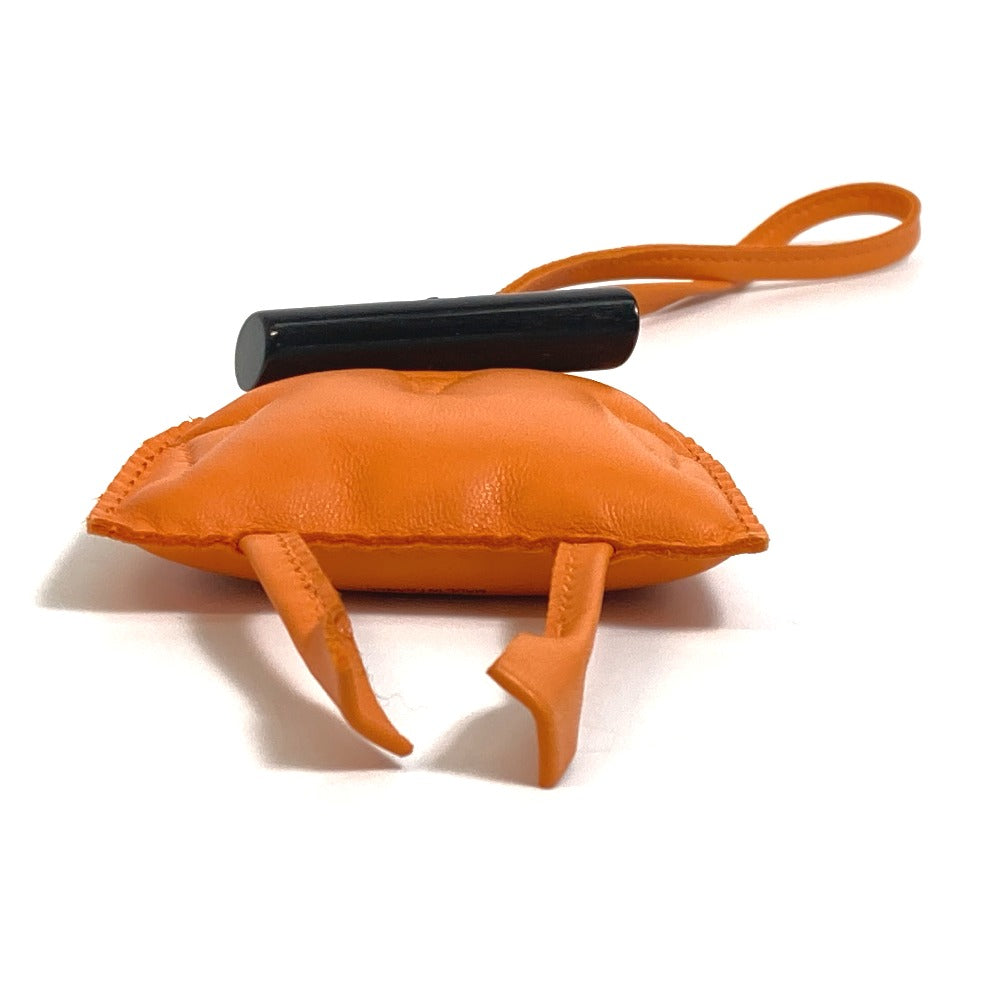 HERMES Bag charm Leather, Buffalo Horn Orange petit ash owl unisex(Unisex)  d