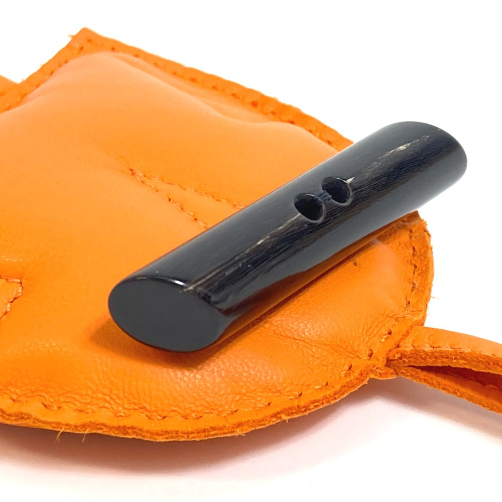 HERMES Bag charm Leather, Buffalo Horn Orange petit ash owl unisex(Unisex)  d