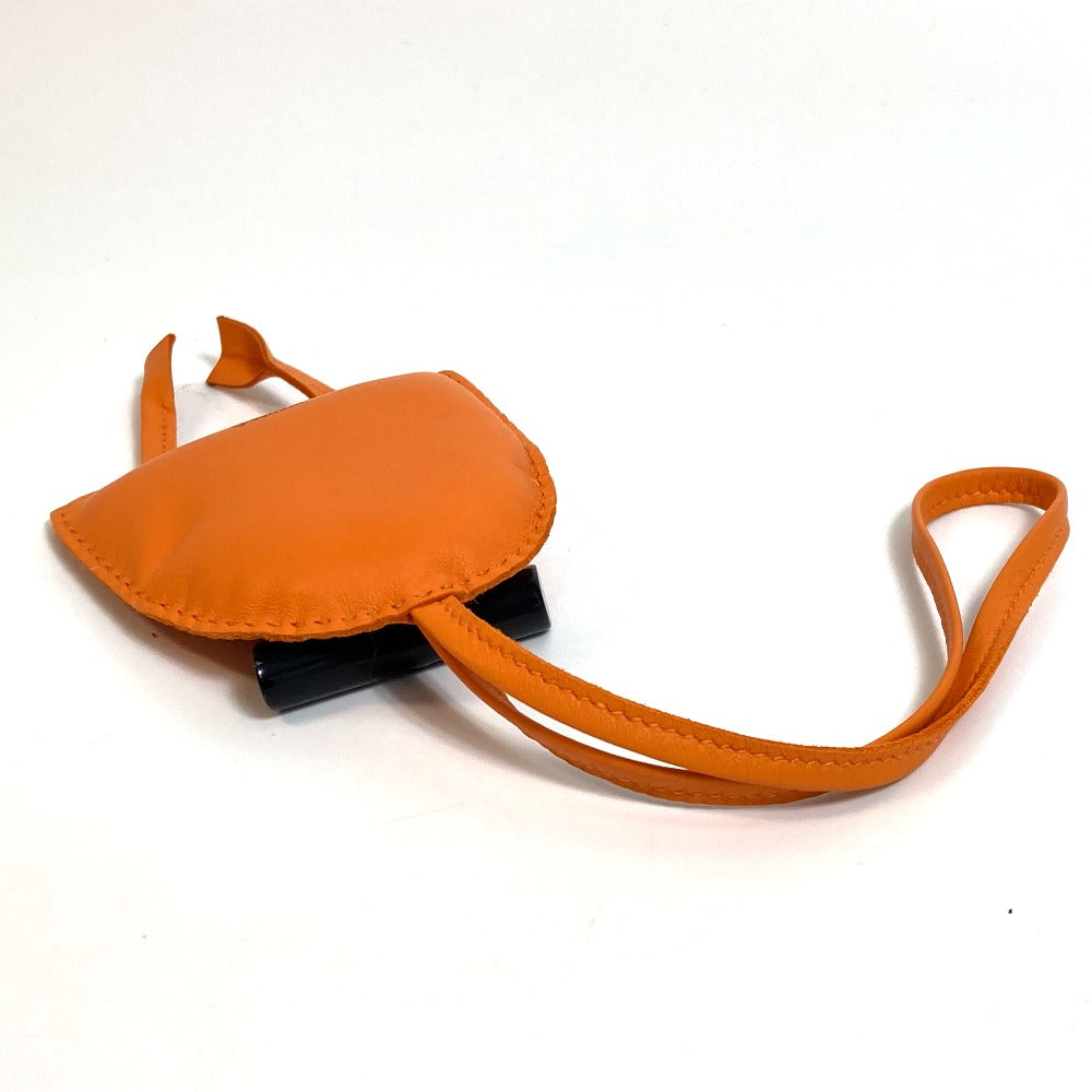 HERMES Bag charm Leather, Buffalo Horn Orange petit ash owl unisex(Unisex)  d
