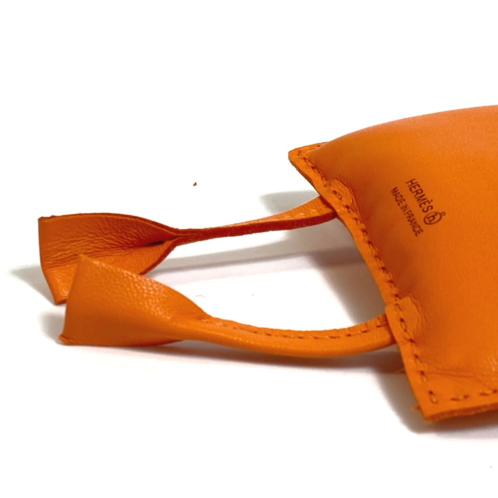 HERMES Bag charm Leather, Buffalo Horn Orange petit ash owl unisex(Unisex)  d