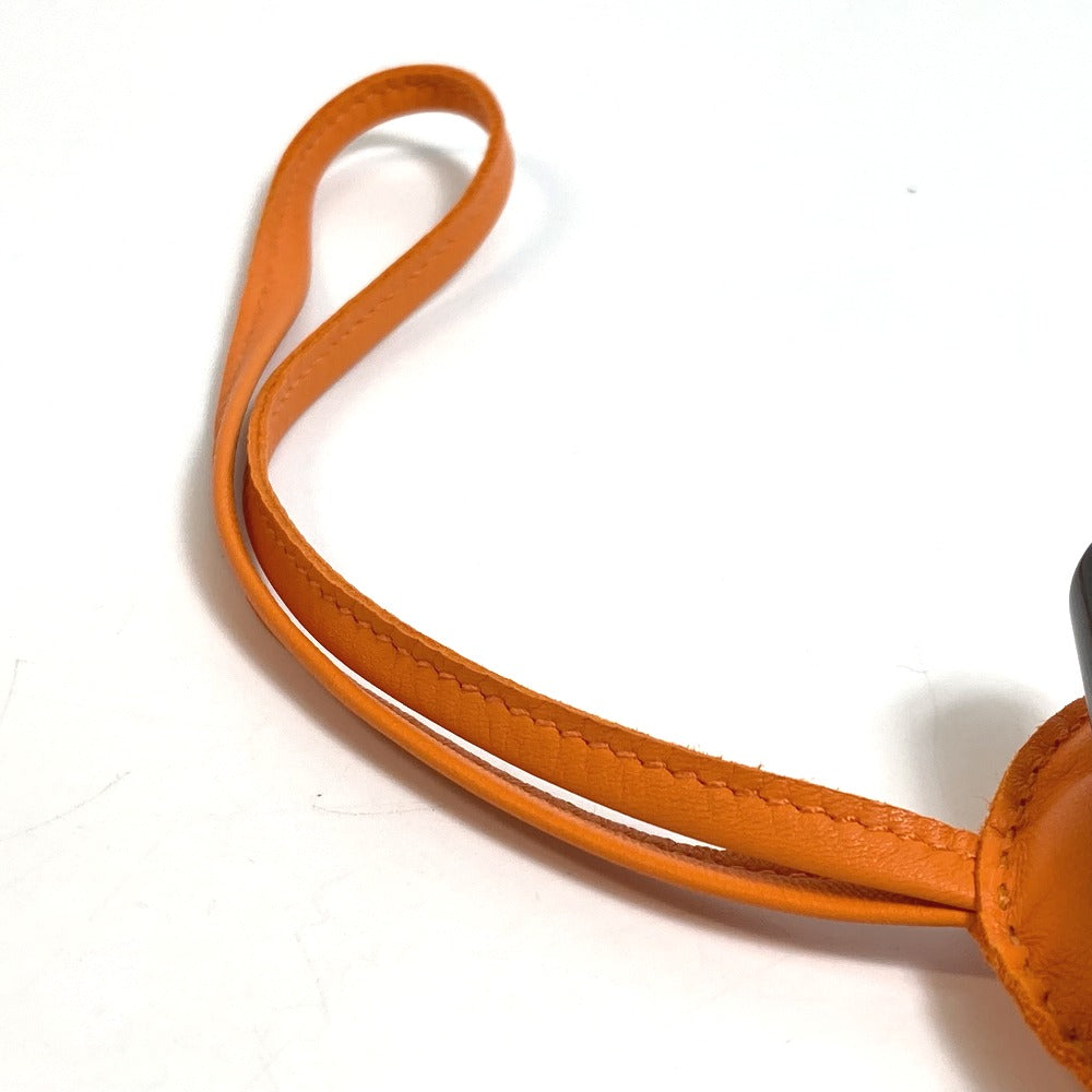HERMES Bag charm Leather, Buffalo Horn Orange petit ash owl unisex(Unisex)  d