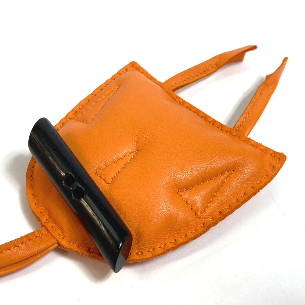 HERMES Bag charm Leather, Buffalo Horn Orange petit ash owl unisex(Unisex)  d