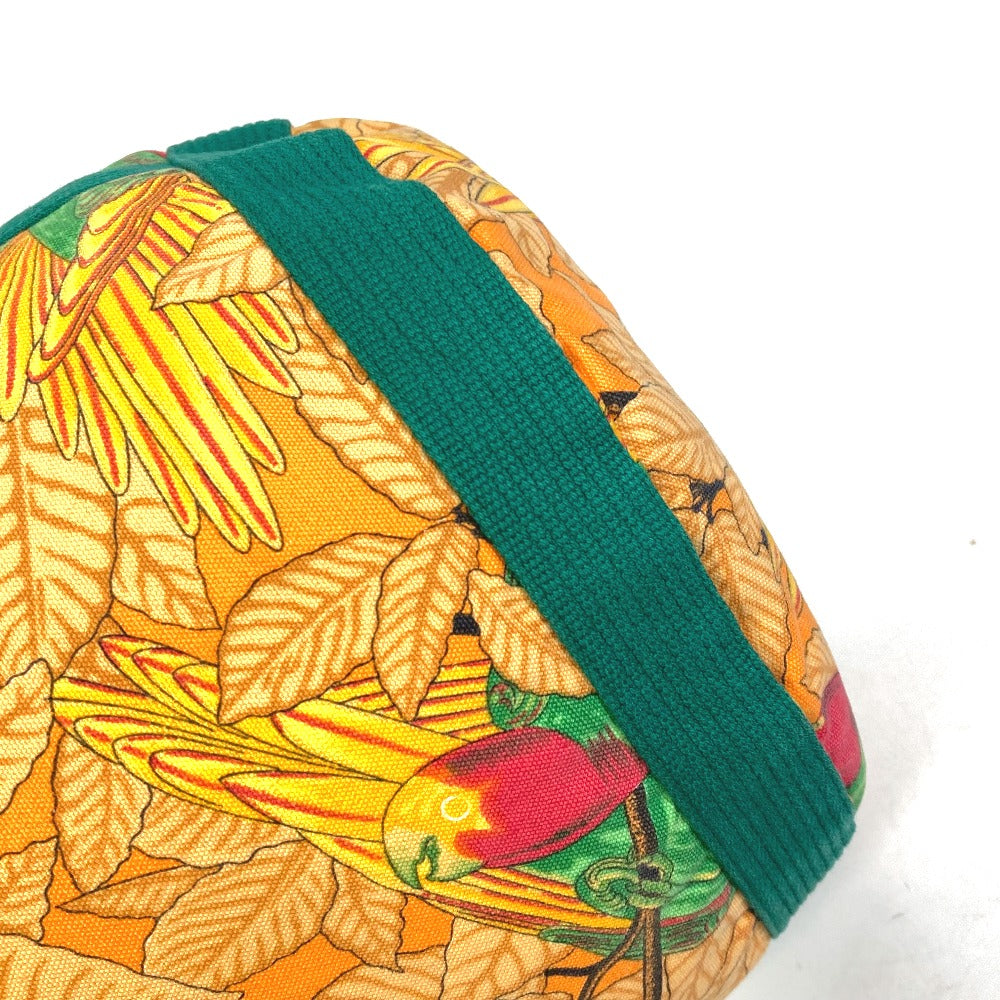 HERMES Shoulder Bag canvas green vintage Bird pattern purse Women  d