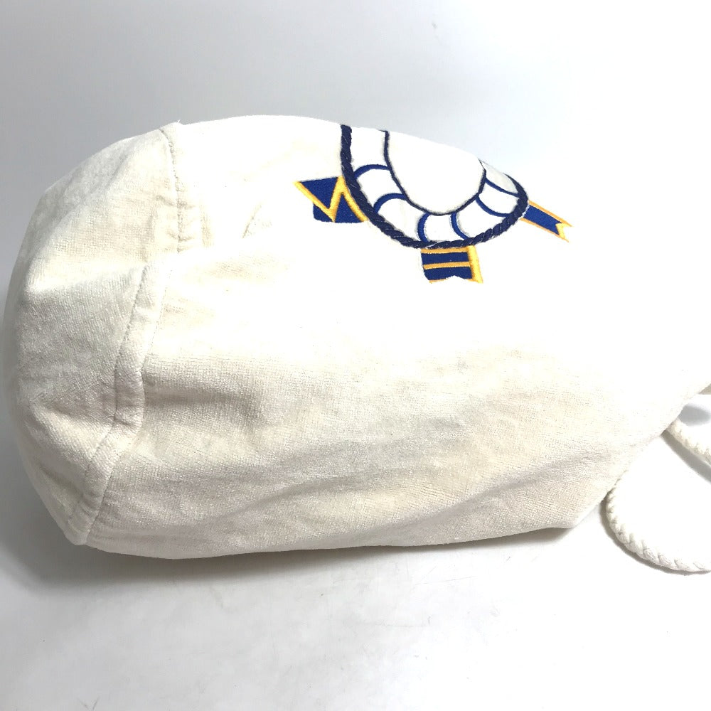 HERMES Shoulder Bag cotton white Marine Pattern purse Women  d