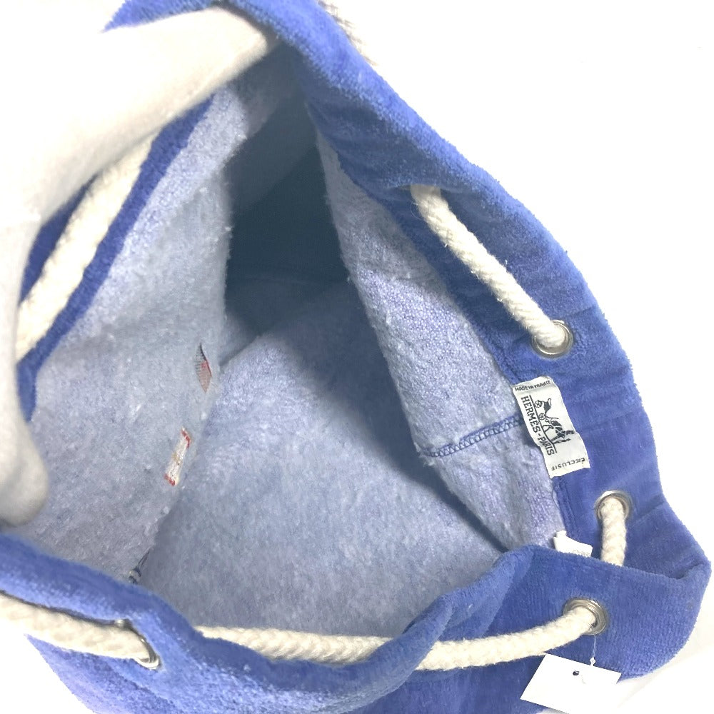 HERMES Shoulder Bag cotton Blue type Marine Pattern Drawstring bag Women  d