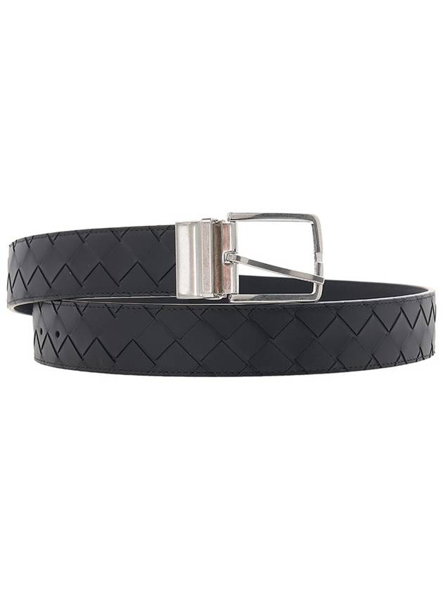 Luxury Bottega Veneta Men's Intrecciato Leather Belt Black