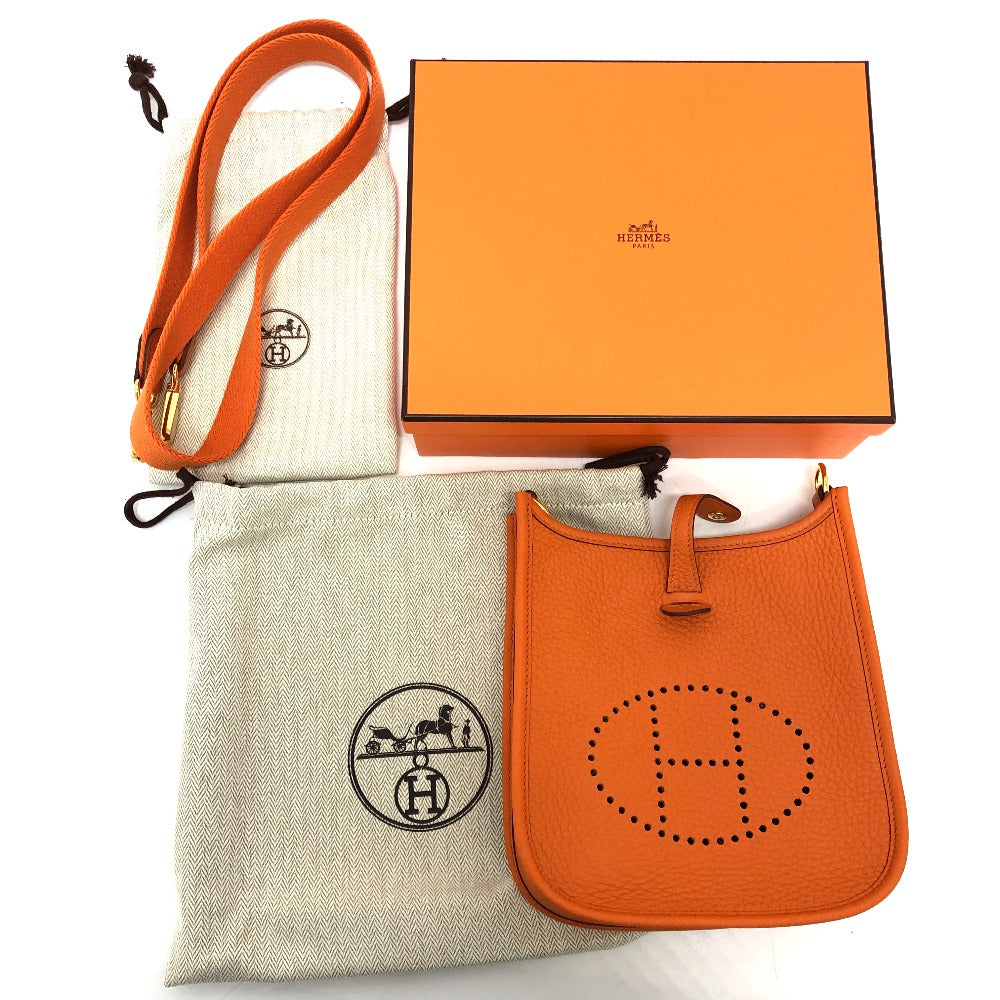 HERMES Shoulder Bag Taurillon Clemence Orange Evelyn TPM Women  d