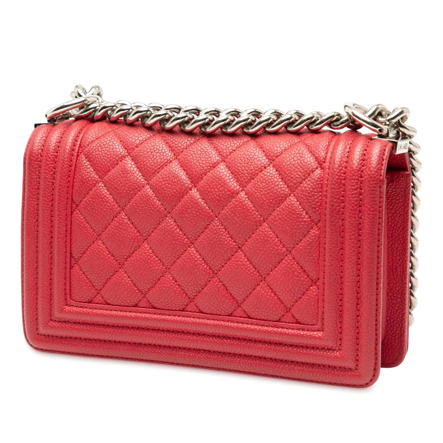 Red Chanel Small Quilted Caviar Boy Flap Crossbody Bag