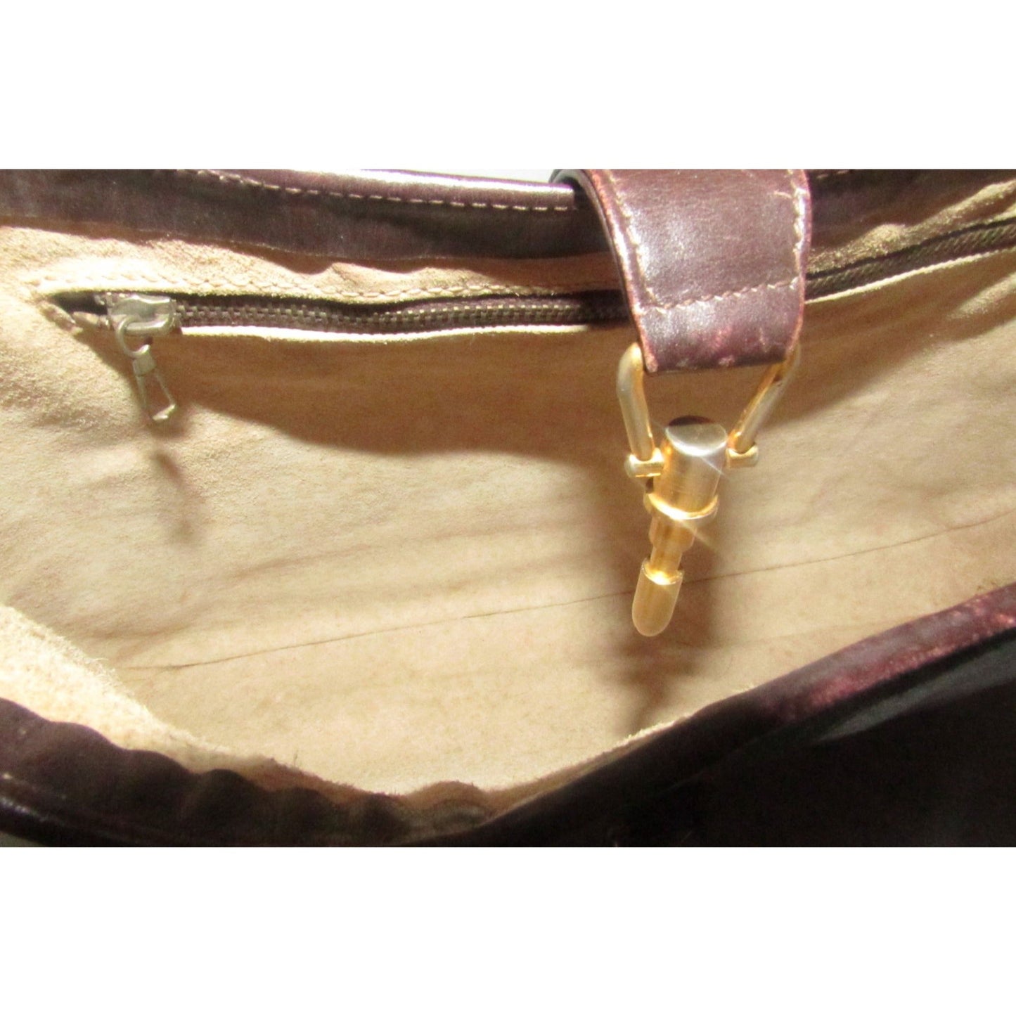 Rare,  , Gucci, 1961 Jackie, glossy brown leather hobo style shoulder bag with a red and green center stripe & gold piston closure